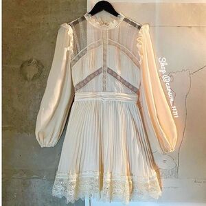 NWT Self Portrait Cream Tiered Mini Dress US4
